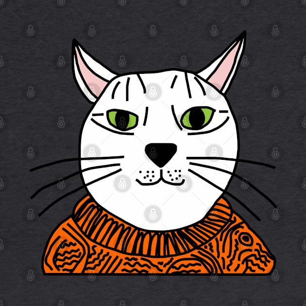 Animals Portrait of Orange Sweater Cat by ellenhenryart